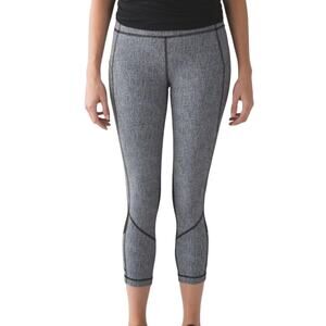 Lululemon Pace Rival Crop 23" Cross Hatch Heather Black Ice Grey / Black Size 4